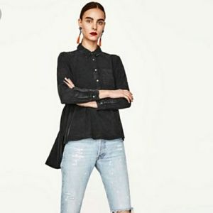 Zara high low premium denim collection black babydoll tunic.